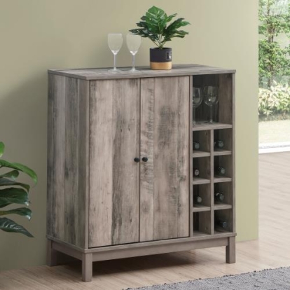 Coaster Cheyenne 2-door Wine Cabinet with Stemware Rack Weathered Acacia