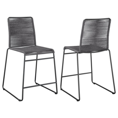 Coaster Kai Upholstered Counter Height Stools with Footrest (Set of 2) Charcoal and Gunmetal Model 192063