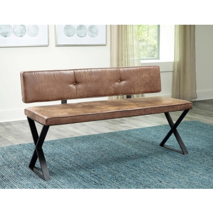 Coaster Abbott Upholstered Dining Bench Antique Brown and Matte Black Model 192503