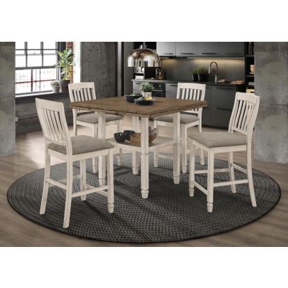 Coaster Sarasota 5-piece Round Counter Dining Set Nutmeg and Rustic Cream Model 192818-S5