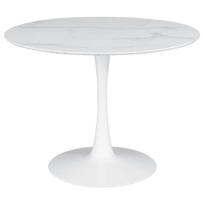 Coaster Arkell 40-inch Round Pedestal Dining Table White