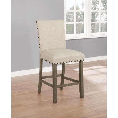 Coaster Ralland Upholstered Counter Height Stools with Nailhead Trim Beige (Set of 2) Model 193138