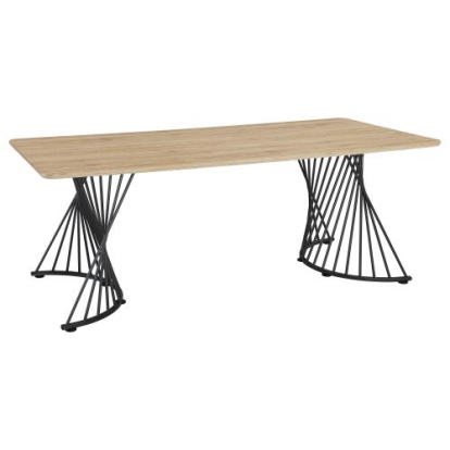 Coaster Altus Swirl Base Dining Table Natural Oak and Gunmetal
