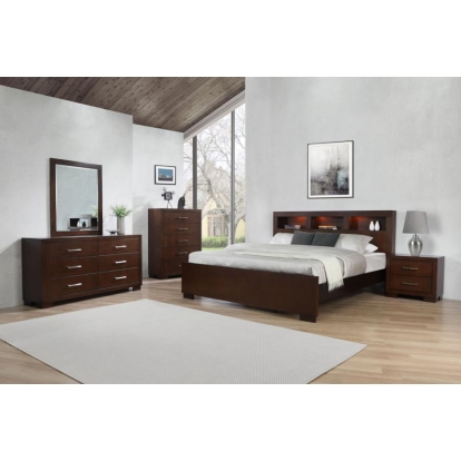 Coaster Jessica Bedroom Set with Bookcase Headboard Cappuccino Model 200719KW-S4