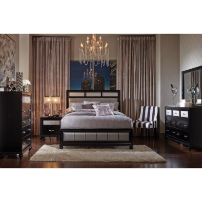Coaster Barzini Bedroom Set with Upholstered Headboard Black