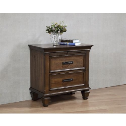 Coaster Franco 2-drawer Nightstand with Pull Out Tray Burnished Oak