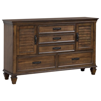 Coaster Franco 5-drawer Dresser with 2 Louvered Doors Burnished Oak Model 200973