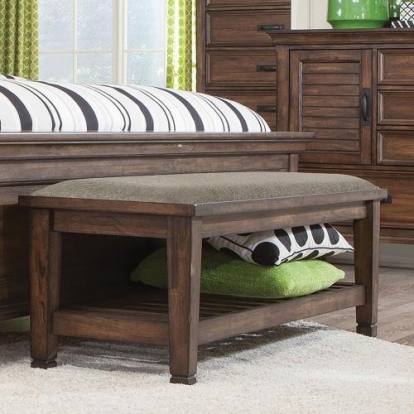 Coaster Franco Bench with Lower Shelf Beige and Burnished Oak