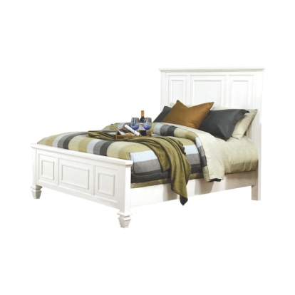 Coaster Sandy Beach Eastern King Panel Bed with High Headboard White Model 201301KE