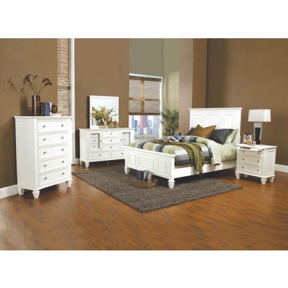 Coaster Sandy Beach California King Panel Bed with High Headboard White Model 201301KW