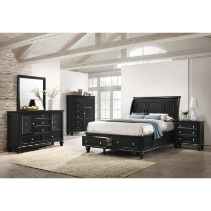 Coaster Sandy Beach Queen Storage Sleigh Bed Black Model 201329Q