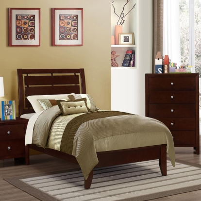 Coaster Serenity Twin Panel Bed with Cut-out Headboard Rich Merlot Model 201971T