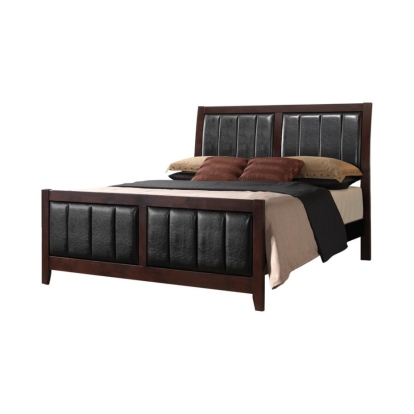 Coaster Carlton Eastern King Upholstered Bed Cappuccino and Black Model 202091KE