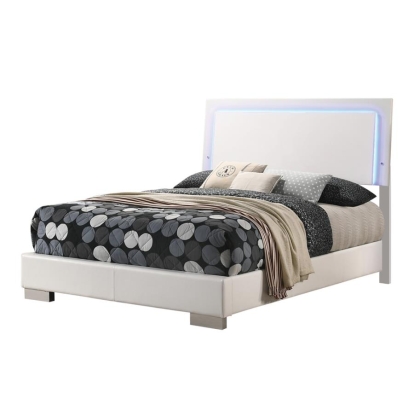 Coaster Felicity Full Panel Bed with LED Lighting Glossy White Model 203500F