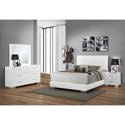 Coaster Felicity Panel Bedroom Set Glossy White Model 203501KE-S4