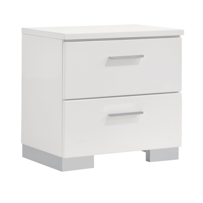 Coaster Felicity 2-drawer Nightstand Glossy White Model 203502