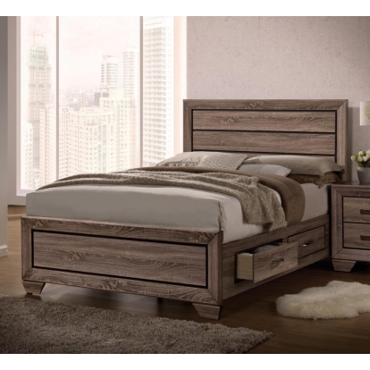 Coaster Kauffman Eastern King Storage Bed Washed Taupe Model 204190KE
