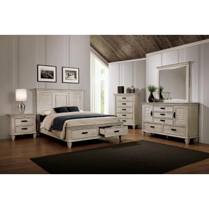 Coaster Franco 4-piece California King Storage Bedroom Set Antique White Model 205330KW-S4