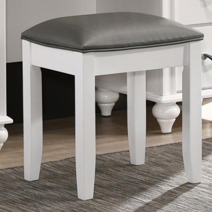 Coaster Barzini Upholstered Vanity Stool Metallic and White