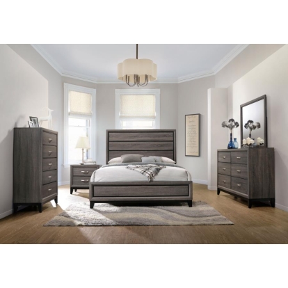 Coaster Watson California King Panel Bedroom Set Grey Oak and Black Model 212421KW-S5