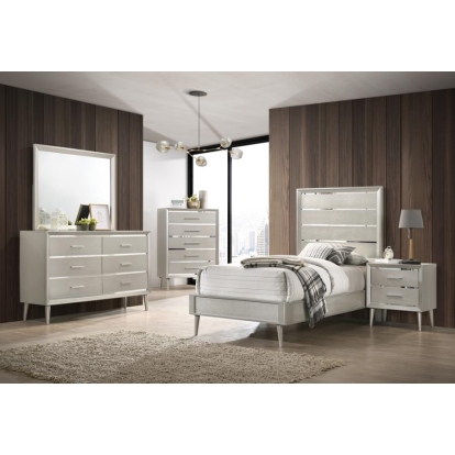 Coaster Ramon 4-piece Twin Panel Bedroom Set Metallic Sterling Model 222701T-S4