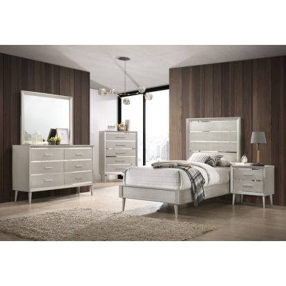 Coaster Ramon 5-piece Twin Panel Bedroom Set Metallic Sterling Model 222701T-S5