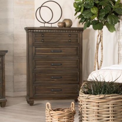 Coaster Bennington Rectangular 5-drawer Chest Acacia Brown