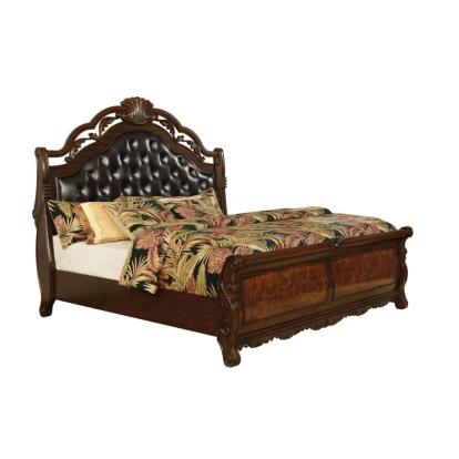 Coaster Exeter California King Tufted Upholstered Sleigh Bed Dark Burl Model 222751KW