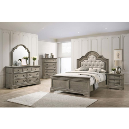 Coaster Manchester Bedroom Set with Upholstered Arched Headboard Wheat Model 222891KE-S5