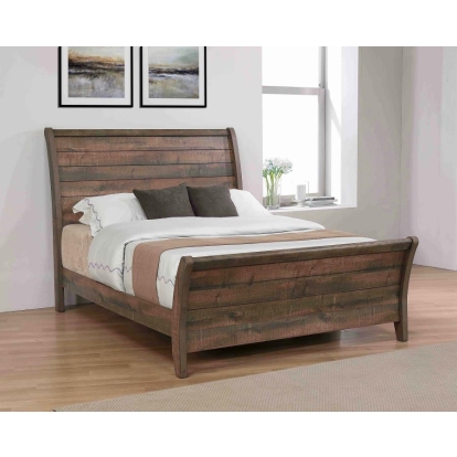 Coaster Frederick Eastern King Sleigh Panel Bed Weathered Oak Model 222961KE