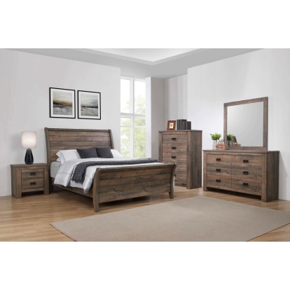 Coaster Frederick California King Sleigh Bedroom Set Weathered Oak Model 222961KW-S5