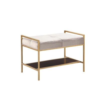 Coaster Maria Upholstered Stool Warm Grey and Gold Model 223116