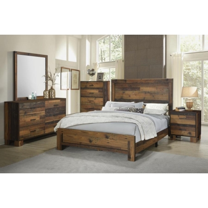Coaster Sidney 4-piece Queen Panel Bedroom Set Rustic Pine Model 223141Q-S4