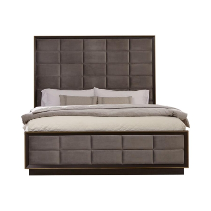 Coaster Durango California King Upholstered Bed Smoked Peppercorn and Grey Model 223261KW