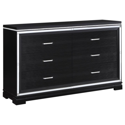 Coaster Eleanor Rectangular 6-drawer Dresser Silver and Black Model 223363