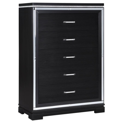 Coaster Eleanor Rectangular 5-drawer Chest Silver and Black Model 223365