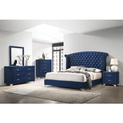 Coaster Melody 4-piece California King Tufted Upholstered Bedroom Set Pacific Blue Model 223371KW-S4