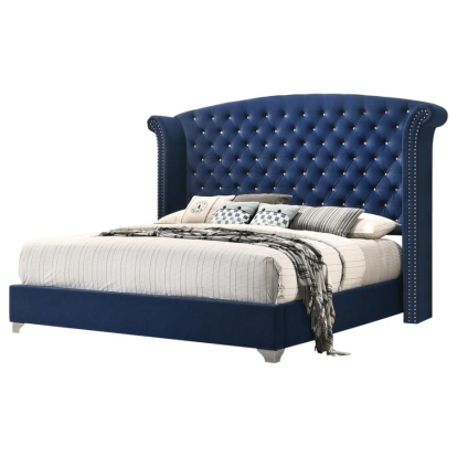 Coaster Melody Queen Wingback Upholstered Bed Pacific Blue Model 223371Q