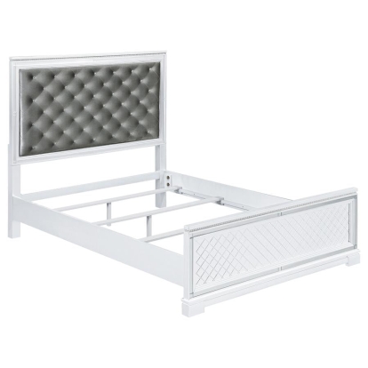Coaster Eleanor Upholstered Tufted Bed White Model 223561KE