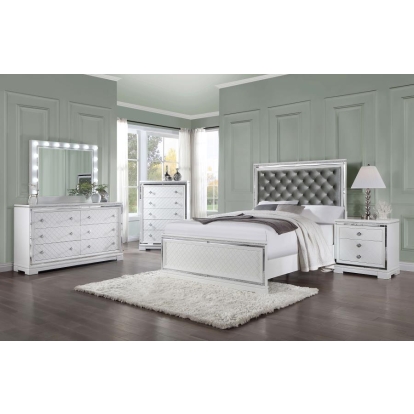 Coaster Eleanor Upholstered Tufted Bedroom Set White Model 223561KW-S5