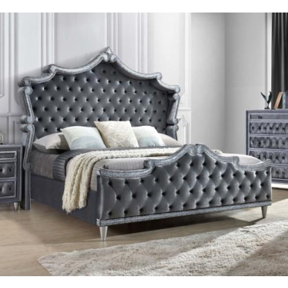 Coaster Antonella Upholstered Tufted California King Bed Grey