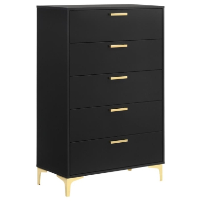 Coaster Kendall 5-Drawer Chest Black and Gold Model 224455