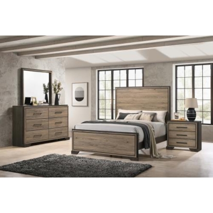 Coaster Baker Panel Queen Bed Brown and Light Taupe