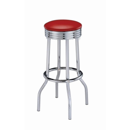 Coaster Hopkins Upholstered Top Bar Stools Red and Chrome (Set of 2) Model 2299R