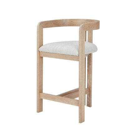 Modrest Belton - Modern Off-White Fabric + White Wash Oak Counter Chair Bar Stool Off-White furniture-00181813 Vig Furniture VGMY-3719-26-OFFWHT