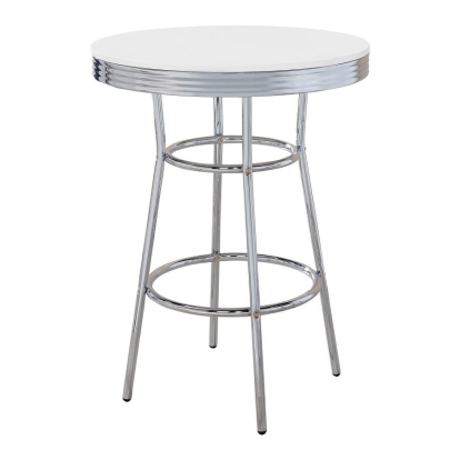 Coaster Theodore Round Bar Table Chrome and Glossy White Model 2300
