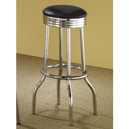 Coaster Theodore Upholstered Top Bar Stools Black and Chrome (Set of 2) Model 2408
