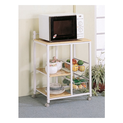 Coaster Kelvin 2-shelf Kitchen Cart Natural Brown and White