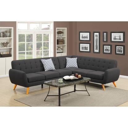 Poundex 2-Piece Sectional Set With 2 Accent Pillows Model F6962
