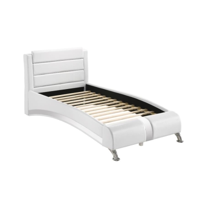 Coaster Jeremaine Twin Upholstered Platform Bed Glossy White Model 300345T